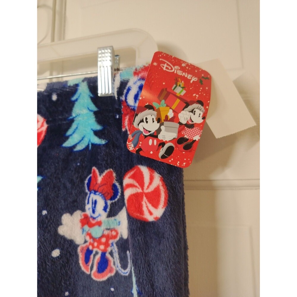 NWT Disney Mini Mouse Soft Fleece Pants SZ M Comfy Winter Holiday Navy Teal Red - Picture 3 of 7